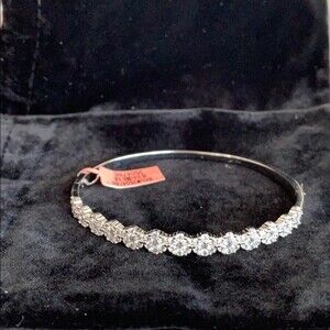 Simulated white diamond Bracelet in silver tone 8”
